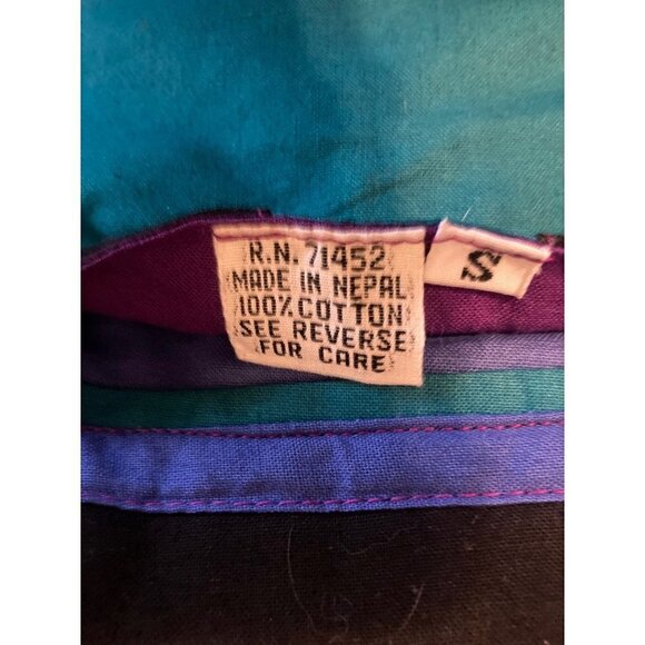 Reversible Vest Tibet Nepal Small Ethnic 100% Cotton Colorful Fabric Pockets VGC - Picture 6 of 6